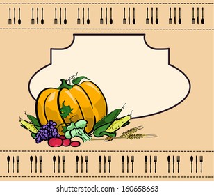 Thanksgiving card depicting tasty food 
