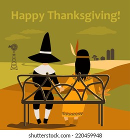 Thanksgiving card with dressed up kids