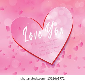Thanksgiving card for mother. Mother's day greeting card with heart shape. Vector illustration. 