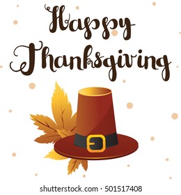 Thanksgiving card with pilgrim hat