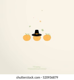 Thanksgiving card with pumpkins and hat