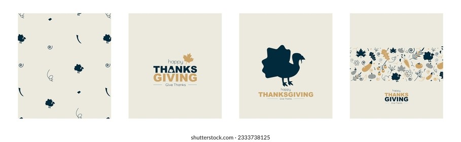 Thanksgiving card set. Modern design.