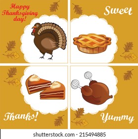 Thanksgiving card set, perforated vector design