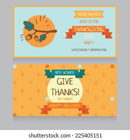 thanksgiving card template, cute invitation, vector illustration