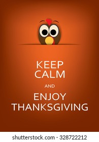 Thanksgiving card vector design with traditional turkey. Eps10 vector illustration suitable for cards, flyers, posters, invitations. Keep calm message.