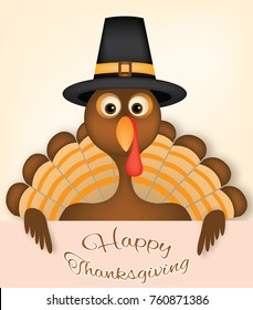 Thanksgiving card vector design with traditional turkey.