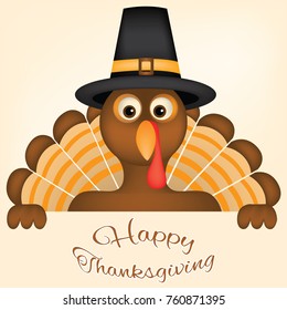 Thanksgiving card vector design with traditional turkey.