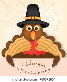 Thanksgiving card vector design with traditional turkey.