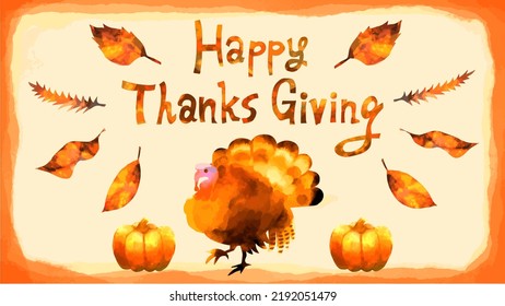 Thanksgiving card in vector format painted with digital watercolors