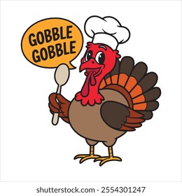 Thanksgiving cartoon turkey with a chef hat vector