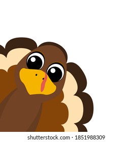 Thanksgiving cartoon turkey stands on a white background. Vector illustration for the holiday