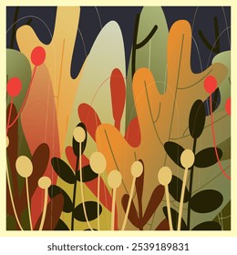 Thanksgiving celebration colorful bright card. Autumn leaves template for invitation design
