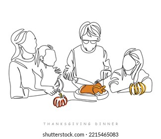 Fête de l'Action de grâce à la carte postale d'art en ligne de mamie. Fêtes de novembre sur la citrouille. Rassemblement familial. Vieille mère tenant une table à l'Action de grâces. Orange automne