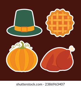 Thanksgiving celebration holiday vector arts. Simple and festive thanksgiving theme vector with dominant green, brown, and orange color