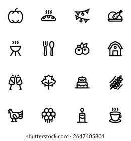 Thanksgiving Celebration Icon Set vector illustration