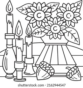 Thanksgiving Centerpiece Coloring Page For Kids