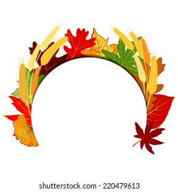 Thanksgiving Colorful Autumn Leaf with Golden Wheat Background