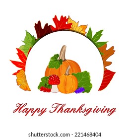 Thanksgiving Colorful Autumn Leaf with Pumpkin and Fruit
