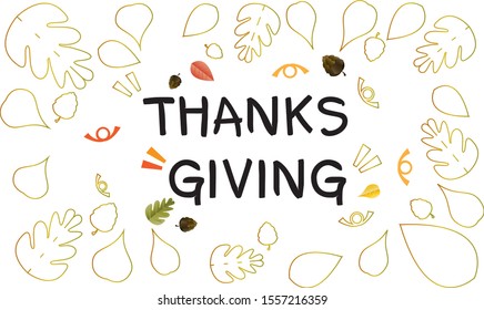 Thanksgiving with colorful leaves,Vector illustration for banners, posters,autumn leaves decoration,