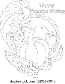 thanksgiving coloring page for children and kids