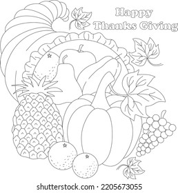 thanksgiving coloring page for children and kids