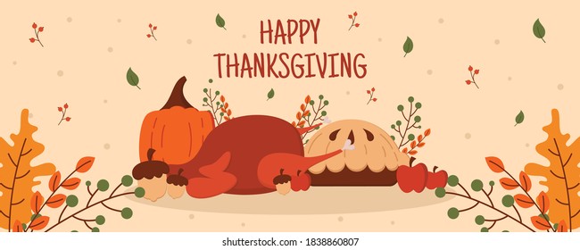 Thanksgiving concept with flat design background