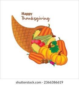 El vector de ilustración de la cornucopia de Acción de Gracias perfecto para la caída