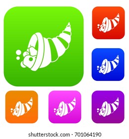 Thanksgiving cornucopia set icon in different colors isolated vector illustration. Premium collection