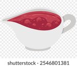 Thanksgiving cranberry sauce in gravy bowl with fresh cranberries on transparent background. Perfect for Thanksgiving and holiday dishes. vector