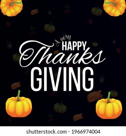 Thanksgiving creative background with creative vector realistic pumpkin