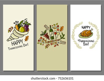 Thanksgiving day, art cards for your design. Vector illustration