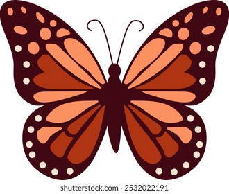 Thanksgiving Day Autumn Butterfly Vector Illustration. Elegant Design For Nature Inspired Art, Decoration, Fall Themed Background.