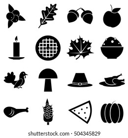 Thanksgiving Day Autumn icons set. Simple illustration of 16 Thanksgiving Day autumn vector icons for web