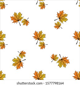 Thanksgiving Day with autumnal leaves, beautiful seamless pattern suitable to be used as ornament of Christmas and New Year greeting cards