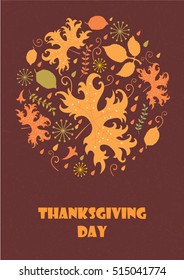 Thanksgiving day background with colorful autumn leaves