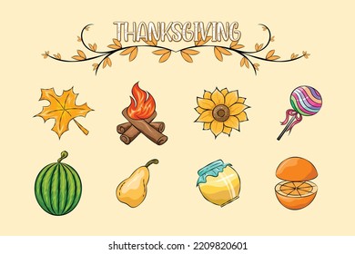 Thanksgiving Day Background Icons Vector Illustration