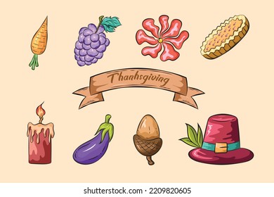 Thanksgiving Day Background Icons Vector Illustration