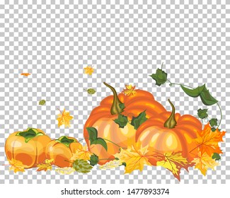 Thanksgiving Day background with maple leaves. All objects are separated. Vector illustration with transparency. Eps 10.