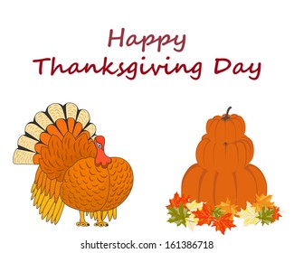 Thanksgiving Day background with maple leaves. All objects are separated. Vector illustration Eps 10.