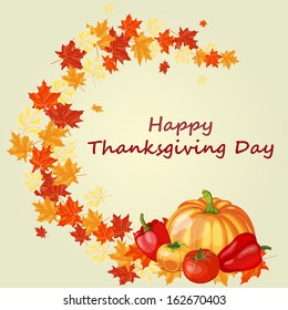 Thanksgiving Day background with maple leaves. All objects are separated. Vector illustration with transparency. Eps 10.