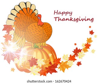 Thanksgiving Day background with maple leaves. All objects are separated. Vector illustration with transparency. Eps 10.