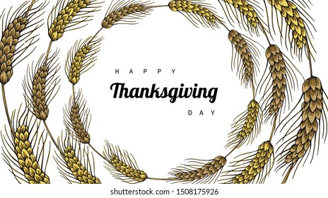 Thanksgiving day backgrounds and greeting card with flower and leaf drawing illustration.