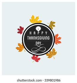 Thanksgiving Day Badge Design. Happy Thanksgiving Day logo template. Thanksgiving vintage ribbon banner. Thank you greeting card template. 