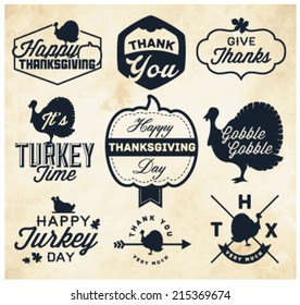 Thanksgiving Day Badges and Labels in Vintage Style