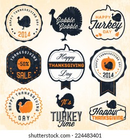 Thanksgiving Day Badges and Labels in Vintage Style