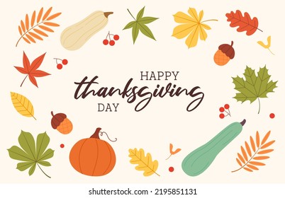 Thanksgiving day banner with autumn elements.