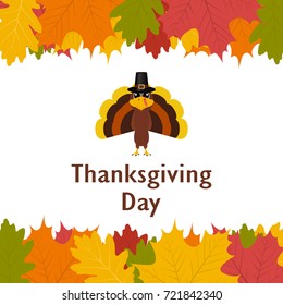Thanksgiving day, banner with autumn leaves