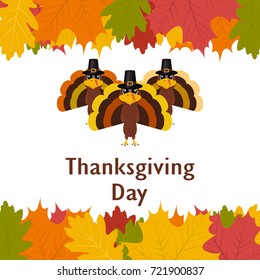 Thanksgiving day, banner with autumn leaves