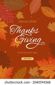 Thanksgiving day banner, autumn template, vector illustration.