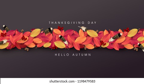 Thanksgiving day banner background. Celebration quotation for card.vector illustration.Autumn season happy Thanksgiving inscription.